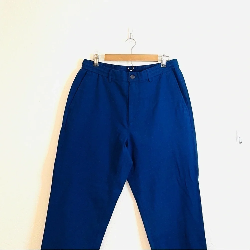 Banana Republic Athletic Fit Hi-Rise Seersucker Pants Men Size 34 Blue Pockets